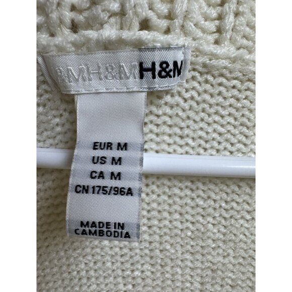 H&M Cream Cowl Neck Sweater Dress Tunic Long Sleeve Ribbed Hem Women’s M - Picture 4 of 5